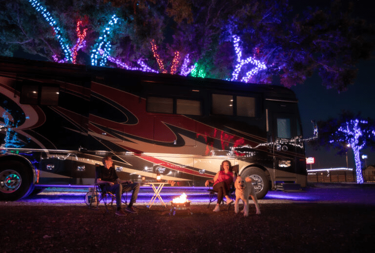 RV Under Christmas Light
