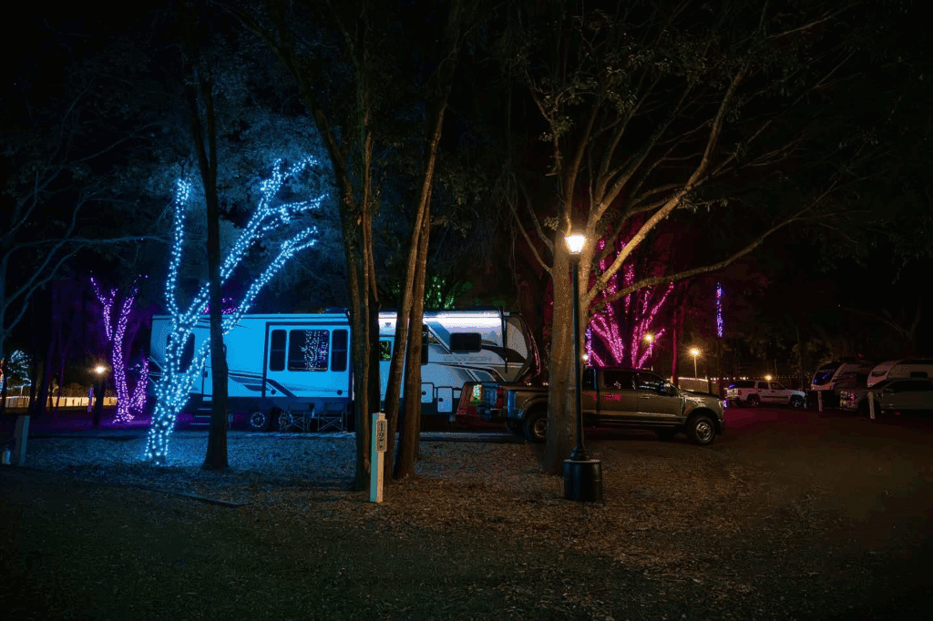 Full hookup RV sites available at Yuletide RV Park in Madisonville, TX.