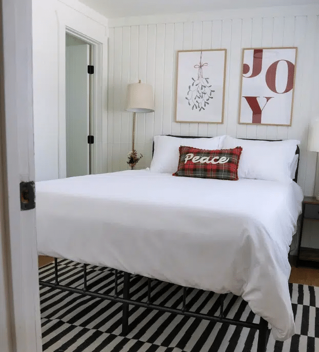 The interior of a cabin for rent at Yuletide RV Park in Madisonville, TX.