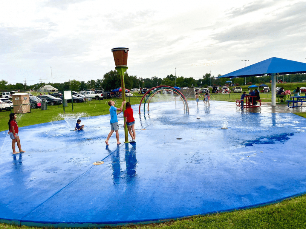 Splash pad at Lake Madison Park in Madisonville, TX.